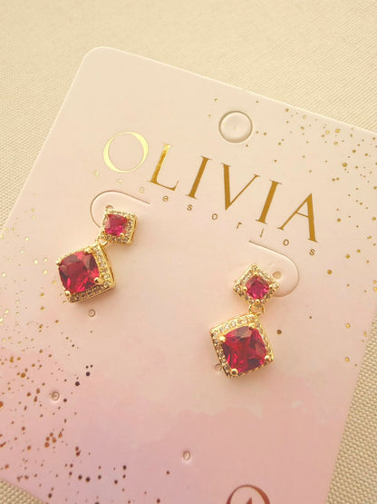 Aretes de Fiesta Circon Rojo