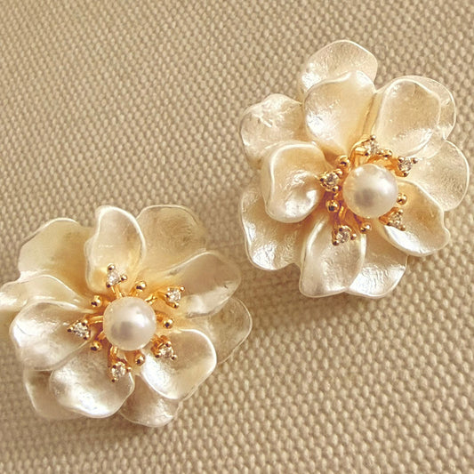 Aretes Flor Perla