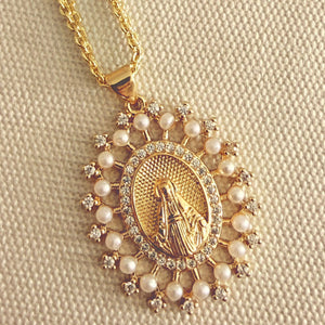 Medalla Virgen Perlas + Circones