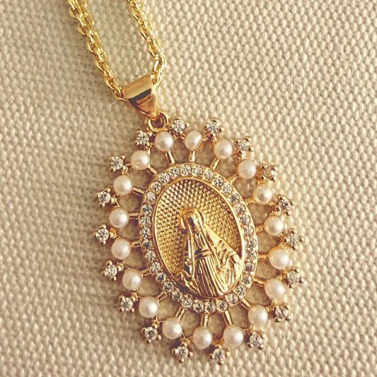 Medalla Virgen Perlas + Circones
