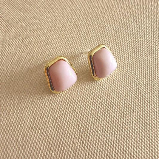 Aretes esmaltados tipo topo color lila